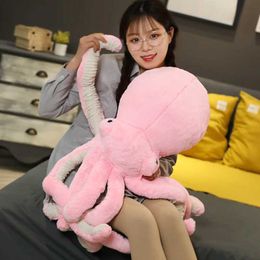 Plush Cushions High Quality 65-90cm Giant Lifelike Octopus Plush Stuffed Toy Soft Cute Animal Doll Sleep Pillow Home Accessories Children Gifts