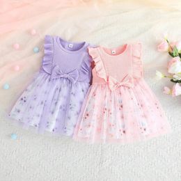 Girl Dresses Baby Meshwork Knitted Girls Toddler Autumn Short Sleeve Butterfly Tops Christmas Kids Dress For