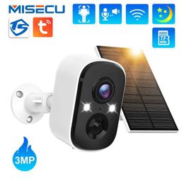 Wireless Camera Kits MISECU TUYA 3MP WIFI safety battery camera with solar panel wireless outdoor human detection and monitoring IP camera color night vi J240518