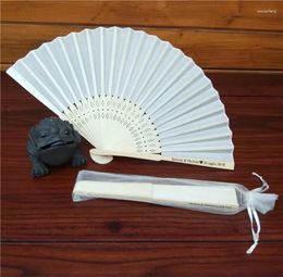 Decorative Figurines 20/40 Pcs/lot Personalised Print Engrave Wedding Favour Silk Fan Customised Name Cloth Hand Gift