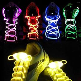 Shoe Parts Luminous Shoelaces LED Sport Laces Glow Strings Round Flash Light No Tie Lazy Party Decor 2PCS