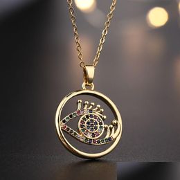 Pendant Necklaces Fashion Jewelry Turkey Evil Eye Necklace For Women Colorf Zircon Blue Eyes Drop Delivery Pendants Dhgarden Dhzn1