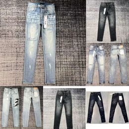 Man Jeans Designer purples Skinny Ripped Biker Slim Straight Pants Stack Fashion Jean Mens Trend Bran s