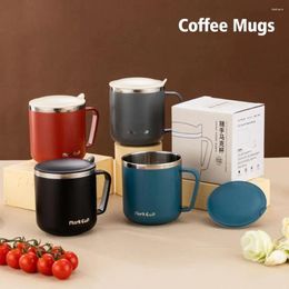 Mugs 304 Stainless Steel Coffee With Handle And Lid Portable Mug Insulated Anti-fall Travel Cups Wall Do R8J2