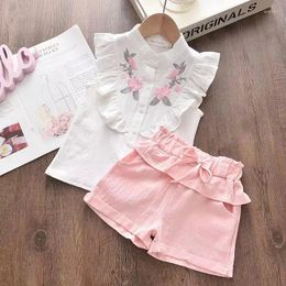 Clothing Sets Girls 2 Pcs Set Kids Clothes Suits Children Baby Outfits Summer 24-007