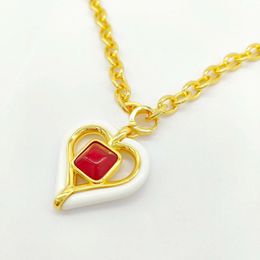 2023 Luxury quality Charm heart shape pendant necklace with red diamond in 18k gold plated have stamp box PS7520A 214v