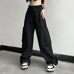 Women's Pants Women Cargo All Match Vintage Retro Wide Leg Casual Everyday Wear Polyester High Waist Streetwear