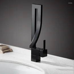 Bathroom Sink Faucets Basin Faucet Curved Spout Creative Design Vanity Tap Square Single Handle Cold And Water Mixer Kitchen