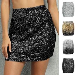 Skirts Sequin Skirt For Women Glitter Short Women's Sexy Midi Hip With Elastic Waist Adult