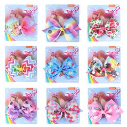 Hair Accessories Rainbow 5-inch Bow Children's Hair Clip with card Kids Hair Clips Holidays gifts girl's hairpins