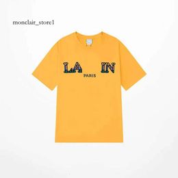 Lanvis Shirt Designer Luxury Classic Chest Letter Printed Mens Designer T Shirt Mens And Womens Lanvns Top Summer Breathable High Street Cotton Shirt 7394