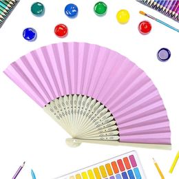 Decorative Figurines Bamboo Folding Fan Hand DIY Painting Paper Chinese For Wedding Party And Home Decoration