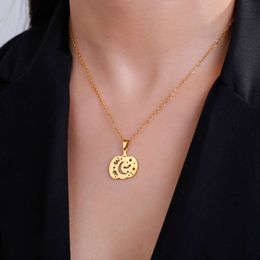 Halloween Pumpkin Pendant Necklace For Women Fashion Moon Star Bat Stainless Steel Choker Clavicle Chain Jewelry Gifts