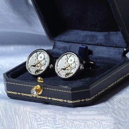 Brand Designer Watch Movement Cufflinks For Mens Business Wedding Shirt Cuff Links Gear Mechanism Functional Cufflink Jewellery 240520