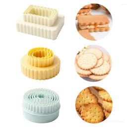Baking Moulds Round Square Cookie Cutter Set Wave Lace Circular Hand Press Fondant Biscuit Mould Cake Dumplings Decorating Tool Supplies