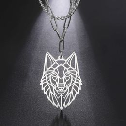 Wolf Head Necklace For Men Women Fox Koala Dragon Cat Animal Pendant Stainless Steel Necklaces Cute Jewellery Birthday Gift