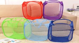 Foldable Mesh Laundry Basket Pop Up Mesh Hamper Washing Clothes Bag Storage Bin Dirty Clothes Basket KKA23067531818