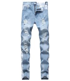 Unique Mens Retro Ripped Skinny Jeans Fashion Designer Vintage Straight Leg Slim Fit Motocycle Scratched Biker Denim Pants JB5373067838