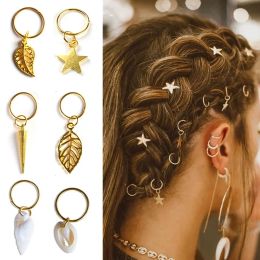 5-50pcs/bag Silver Metal Hair Rings Braid Dreadlocks Natural Stone Ornaments Colourful Wood Beads Hair Stuff Pearl Hairpins Tools