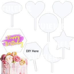 Other Festive Party Supplies 7style 10 Pack Clear Acrylic Cake Toppers Blank DIY Birthday Topper For Wedding Anniversary Decorat1125613