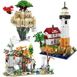 Blocks 2023 Ideas Sky City Urban Arture Stone House Motorised Lighthouse Building 21335 Brick Birthday Elden Gift H240521