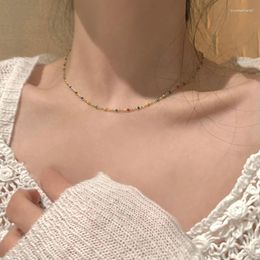 Pendants Real 925 Sterling Silver Colorful Bead Chain Choker Necklace For Fashion Women Cute Fine Jewelry Summer Hip Hop Accessories