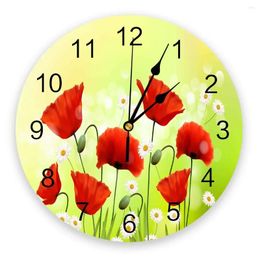 Wall Clocks Daisy Flower Spring Clock Living Room Home Decor Large Round Mute Quartz Table Bedroom Decoration Watch