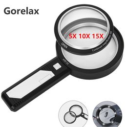 Handheld Magnifying Glass With 8 Led Lights, 5X 10X 15X Lupa Magnifier with Optical Lens, Magnifier Loupe for Reading Seniors