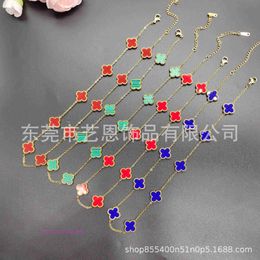 Designer Jewelry Luxury Vanca Accessories Ten Flower Pendant Necklace Lucky Four Leaf Grass 10 Flower Necklace Collar Chain Fritillaria Necklace Agate OTYF