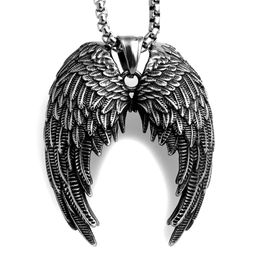 Pendant Necklaces Retro Punk Angel Wing Necklace For Women Feather Drop Delivery Jewellery Pendants Dhgarden Dh5Zh