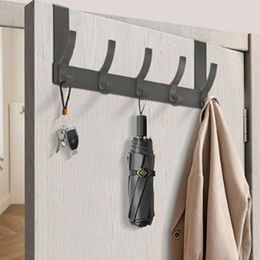 Hangers 2PCS Over The Door Hooks Hanger With Extended Arms Bathroom Accessories And Towel Rack Organisation Black