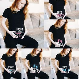 Baby loading Maternity Clothes baby coming 2022 pregenant Tee Shirt Tops Pregnancy T-Shirt Casual Flattering Side Ruching L2405