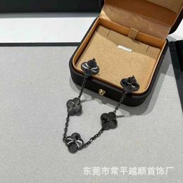 High standard Vanly bracelet gift first choice New Four Leaf Five Flower Bracelet Black Gold Female Fashion Light Luxury with Original logo box Vancley