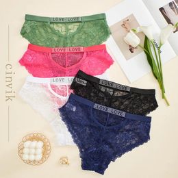 Women's Panties High Waist Lace Triangle Solid Color Sexy Perspective Underwear Brick Belt Soft Pants Bright Girls' Lingerie