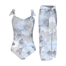 Women's Swimwear Women 1 Piece Cover UP Two Vintage Print Swimsuit Monokini Bikini 2 Woman 2024