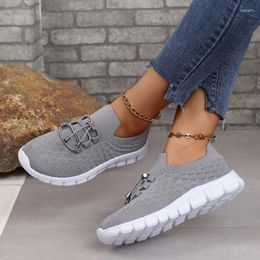 Casual Shoes Lightweight Breathable Running For Women Non Slip Knitted Green Sneakers Woman Soft Sole On Flats Plus Size 43