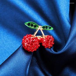 Brooches Shiny Double Red Cherry Brooch Exquisite Dress Coat Shirt Hat Scarf Clothing Bag Decor Pins Birthday Party Anniversary Gift