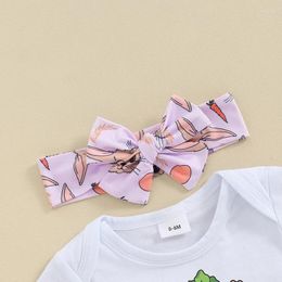 Clothing Sets Infant Baby Girl Easter Outfit Hip Hop Letters Short Sleeve T-Shirt Romper Flare Pants Set Cute Clothes