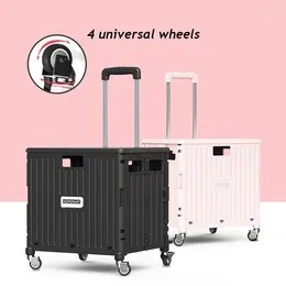 Shopping Bags Mobile Folding Cart Four-Wheeled Rolling Retractable Hand Collapsible Grocery Utility Trolley Handcart