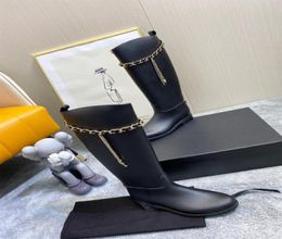 2021 summer middle age series rain boots booties vintage women Martin boot leather chain decoration flat bottom retro rainboots wa1550305