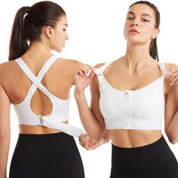 Women Sports Bras Tights Crop Top Yoga Vest Front Zipper Plus Size Adjustable Strap Shockproof Gym Fiess Athletic Brassiere 29f718
