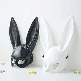 Black White Rabbit Mask Halloween Party Decoration Party Long Ears Rabbit Bunny Mask Costume Cosplay 240520