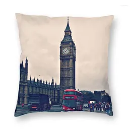 Pillow Fashion London British Cover Home Decor 3D Double-sided Print Big Ben And Red Bus For Sofa