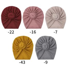 New Solid Waffle Crochet Knit Baby Hat 3M-5T Turban Infant Toddler Newborn Baby Cap Bonnet Beanies Headwraps for Baby Girls Boy
