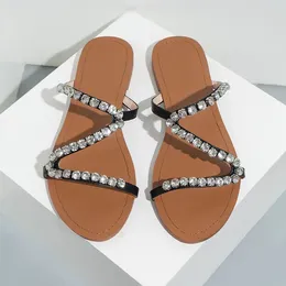 Slippers Women's Slipper Flat Fashion Trend Rhinestone Simple Flip Flops Summer Outdoor Sandal Shoes