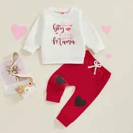 Clothing Sets Toddler Baby Girl Boy Valentine S Day Clothes Outfit Letter Sweatshirt Top Heart Elastic Waist Pants Set