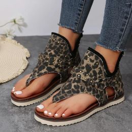 Casual Shoes Women Sandals 2024 Summer Back Zipper Open Toe Non Slip Thong Roman Style Zapatos Mujer