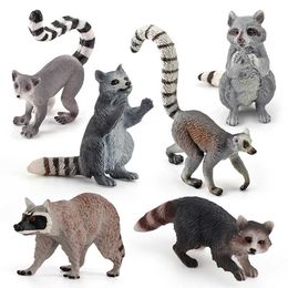 Novelty Games Kids Children Toys Gifts Raccoon Figurines Animals Action Figure Ring-Tailed Lemur Figures Collection Models Home Decor Educate Y240521