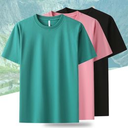 S-4XL Unisex Hiking Travel T-shirt Cool Ice Silk Cotton Breathable Short sleeved Shirt Mens Hiking Travel Fitness Sports Top 240508