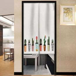 Curtain Simplicity Cartoon Cactus Japanese Door Kitchen Partition Drapes Restaurant Living Room Wc Entrance Hanging Half-Curtain